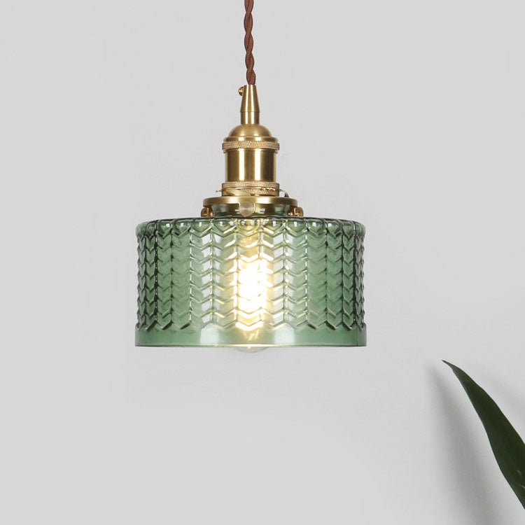 Vintage Brass Glass Jar Pendant