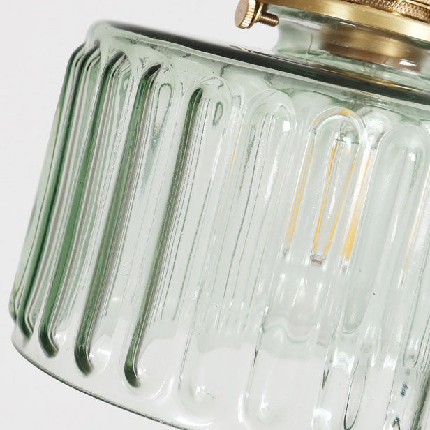Vintage Brass Glass Jar Pendant