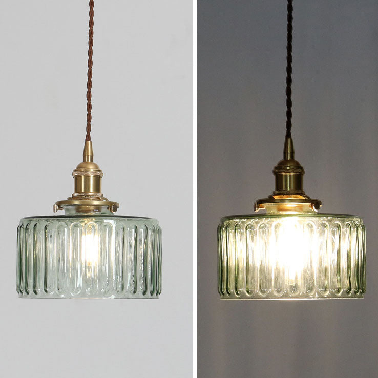 Vintage Brass Glass Jar Pendant