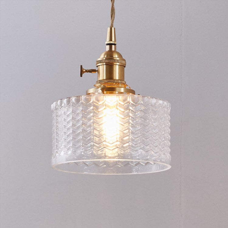 Vintage Brass Glass Jar Pendant