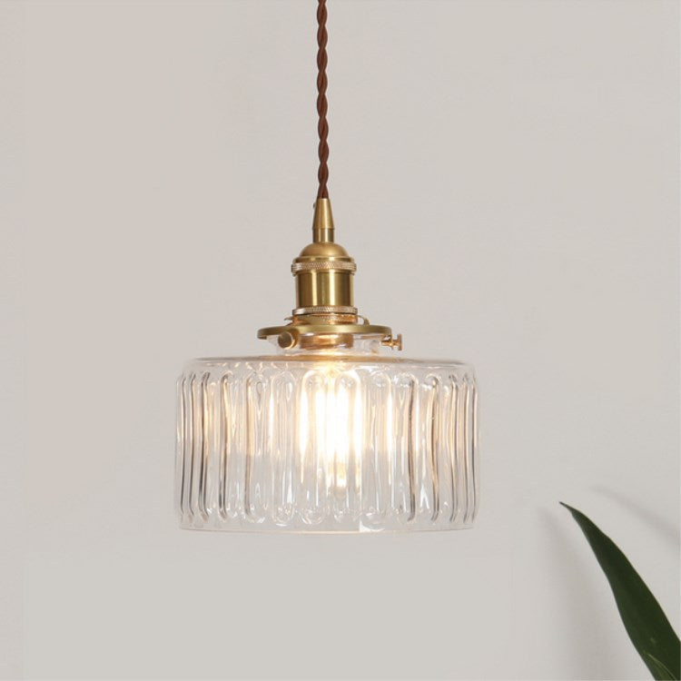 Vintage Brass Glass Jar Pendant