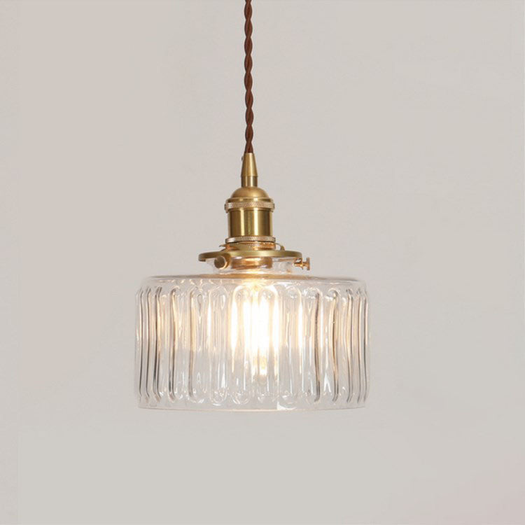 Vintage Brass Glass Jar Pendant