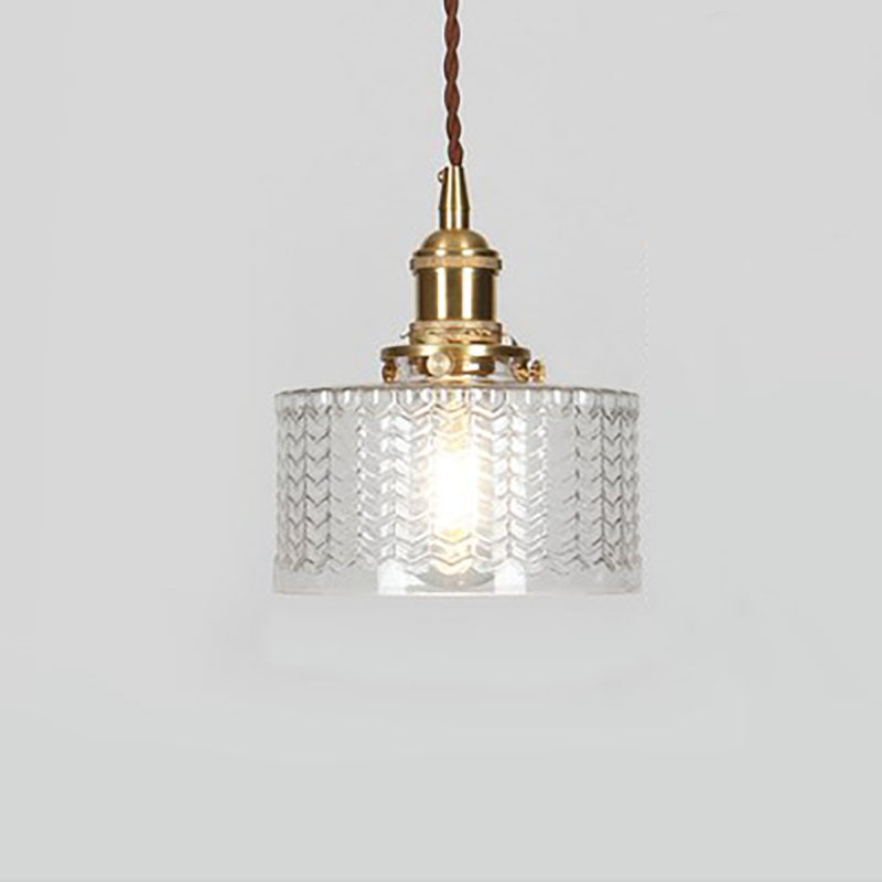 Vintage Brass Glass Jar Pendant