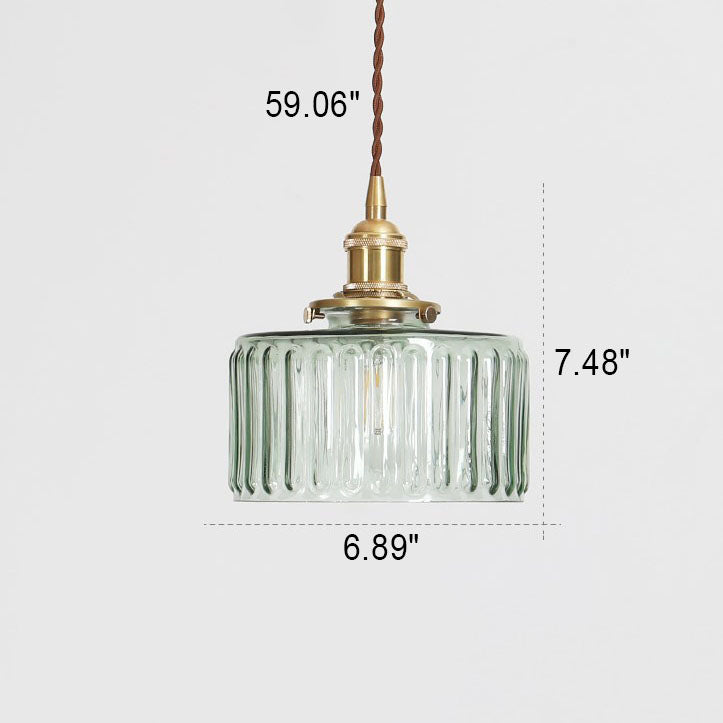 Vintage Brass Glass Jar Pendant