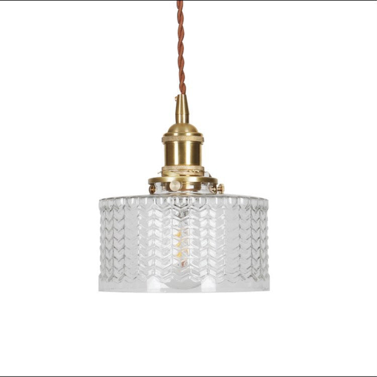 Vintage Brass Glass Jar Pendant