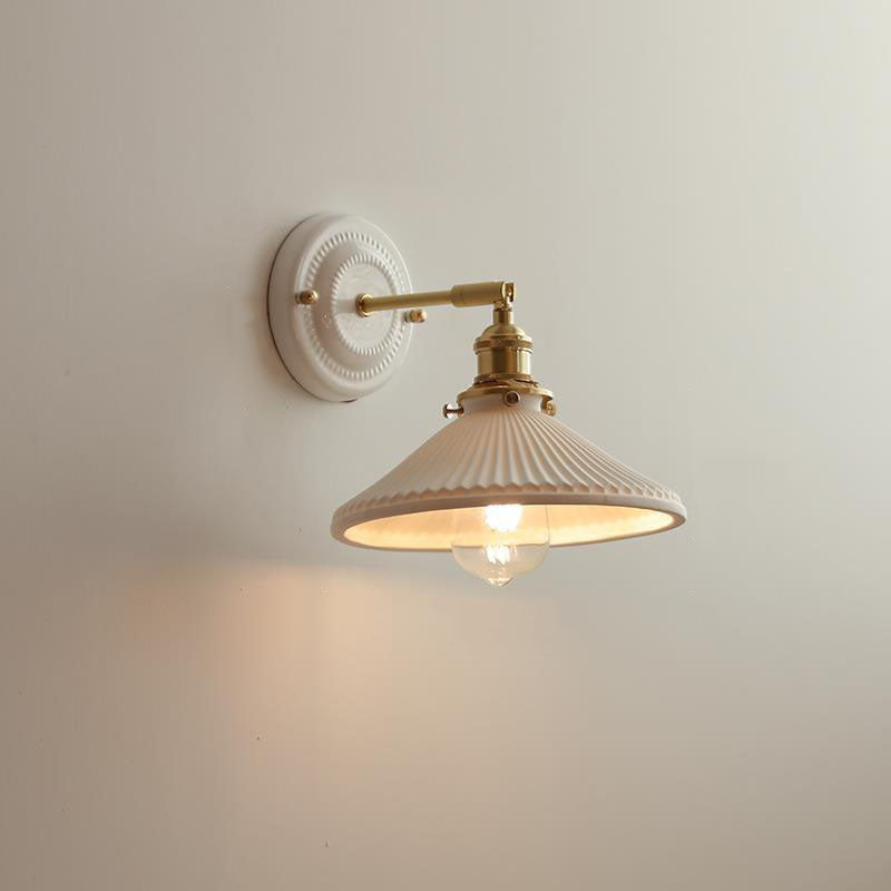 Vintage Ceramic Brass Wall Sconce