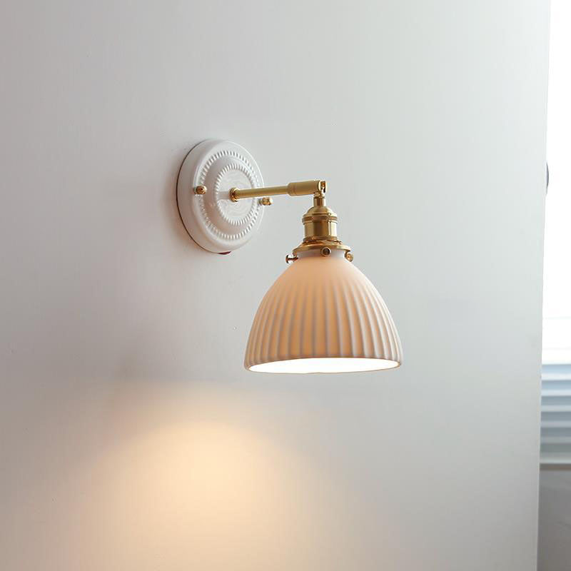 Vintage Ceramic Brass Wall Sconce