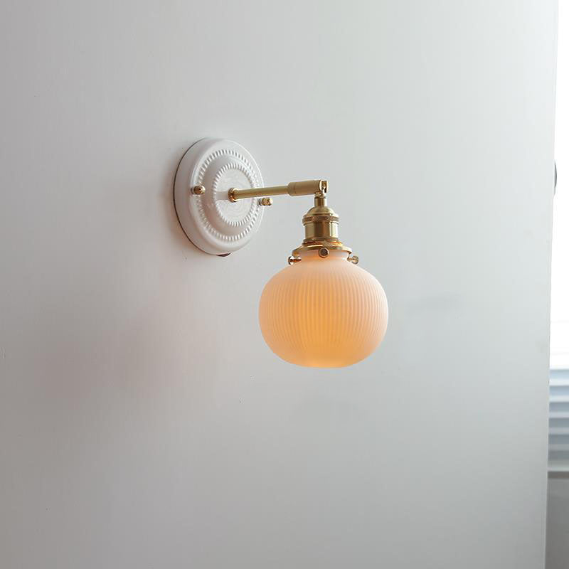Vintage Ceramic Brass Wall Sconce