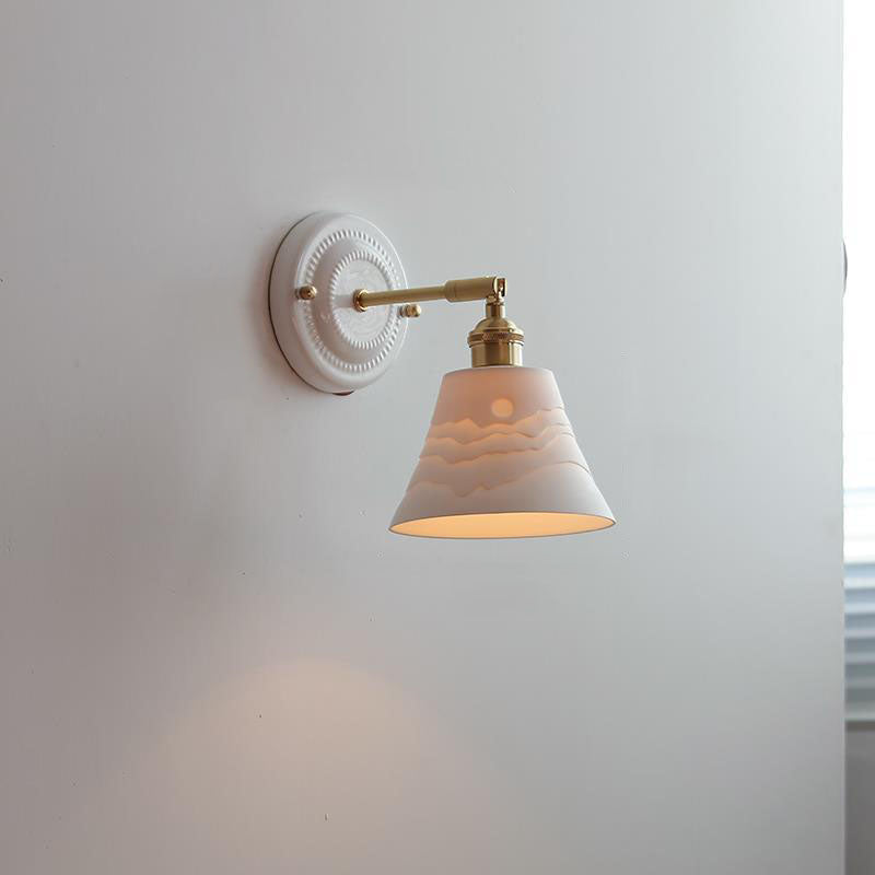 Vintage Ceramic Brass Wall Sconce