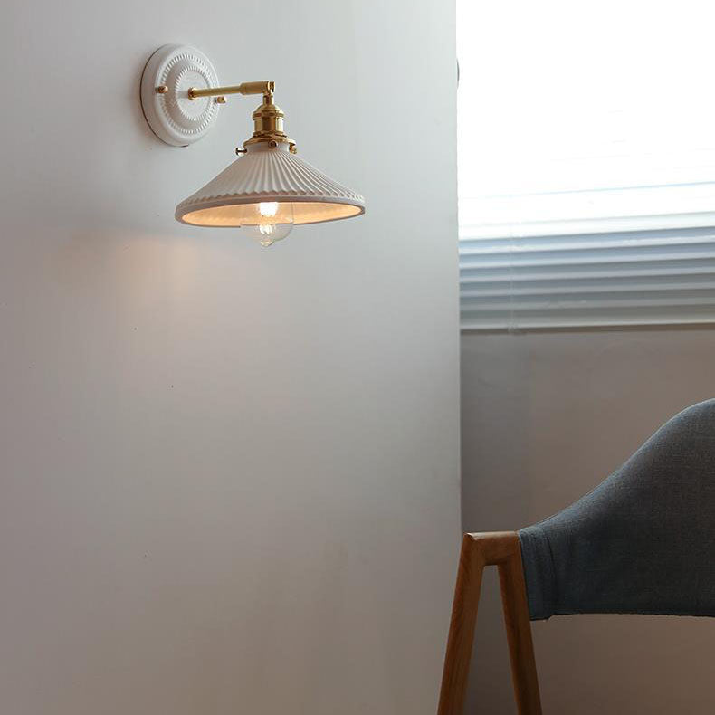 Vintage Ceramic Brass Wall Sconce