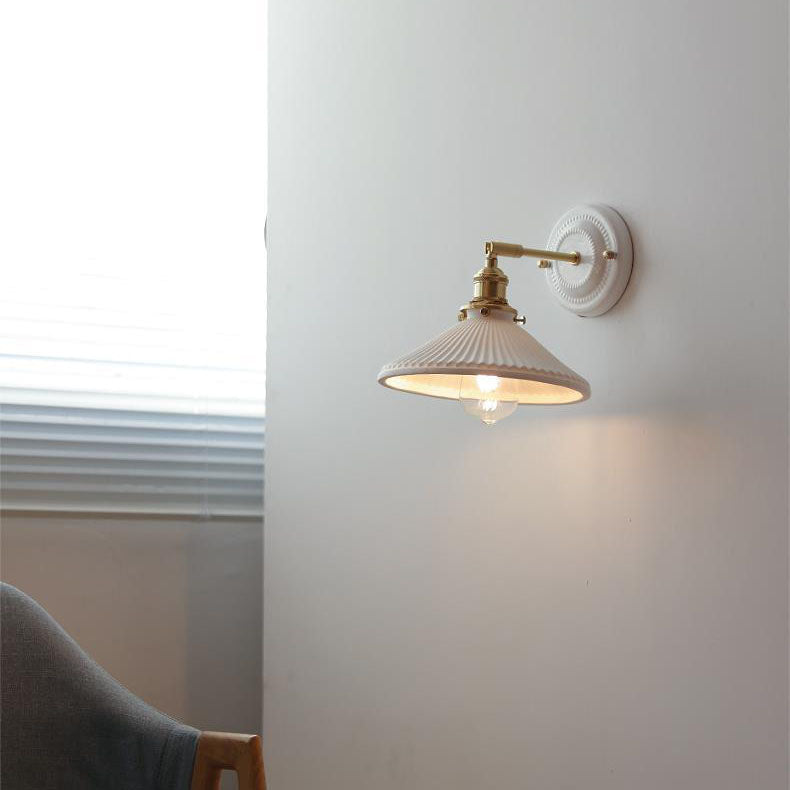 Vintage Ceramic Brass Wall Sconce