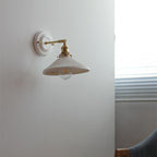Vintage Ceramic Brass Wall Sconce