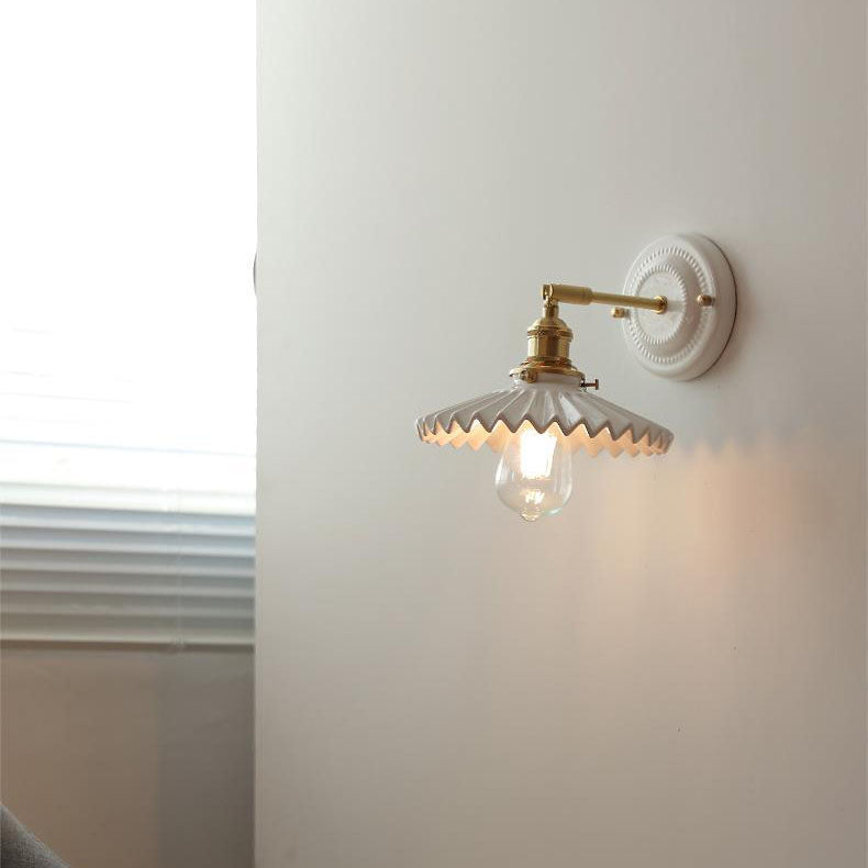 Vintage Ceramic Brass Wall Sconce