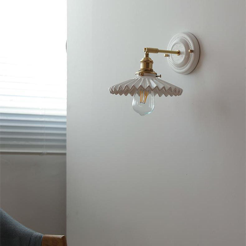 Vintage Ceramic Brass Wall Sconce