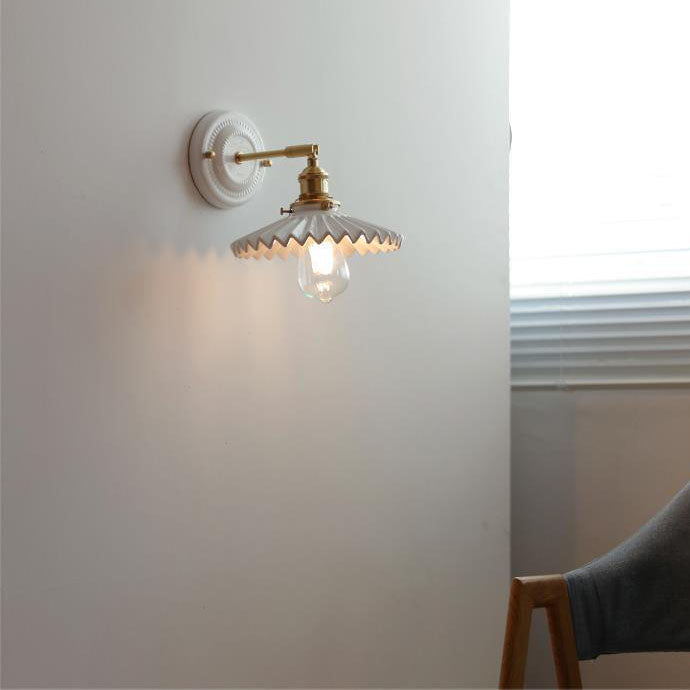 Vintage Ceramic Brass Wall Sconce