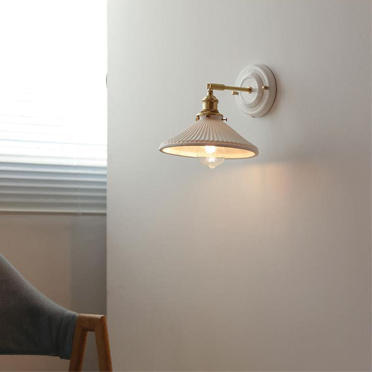 Vintage Ceramic Brass Wall Sconce