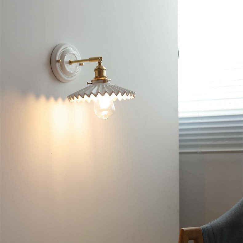 Vintage Ceramic Brass Wall Sconce
