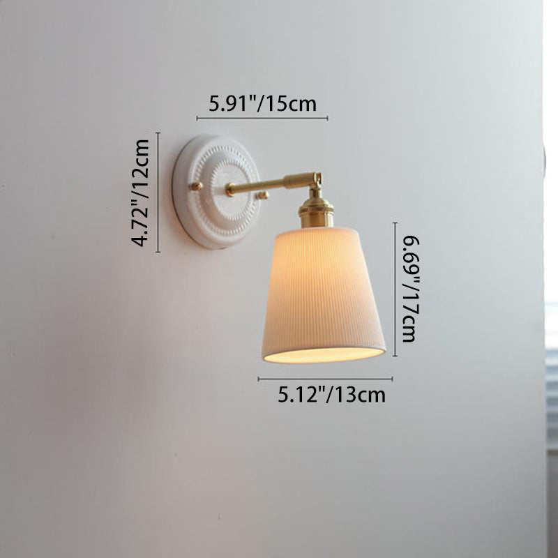 Vintage Ceramic Brass Wall Sconce