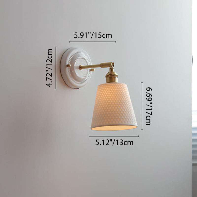 Vintage Ceramic Brass Wall Sconce