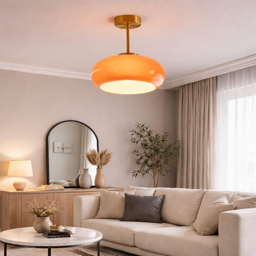 Vintage Glass Ceiling Light Fixture with Integrated 12W LED – Modern Minimalist Design 12