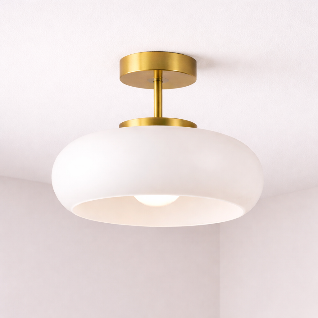 ​​Vintage Glass Ceiling Light Fixture with Integrated 12W LED – Modern Minimalist Design 99