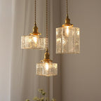 Vintage Glass Pendant Light with Adjustable Height – Handcrafted Brass Base 1