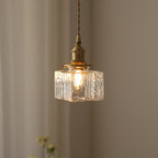 Vintage Glass Pendant Light with Adjustable Height – Handcrafted Brass Base 3