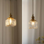 Vintage Glass Pendant Light with Adjustable Height – Handcrafted Brass Base 4