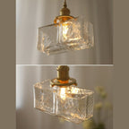 Vintage Glass Pendant Light with Adjustable Height – Handcrafted Brass Base 5