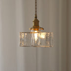 Vintage Glass Pendant Light with Adjustable Height – Handcrafted Brass Base 6