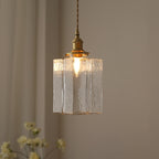 Vintage Glass Pendant Light with Adjustable Height – Handcrafted Brass Base 8