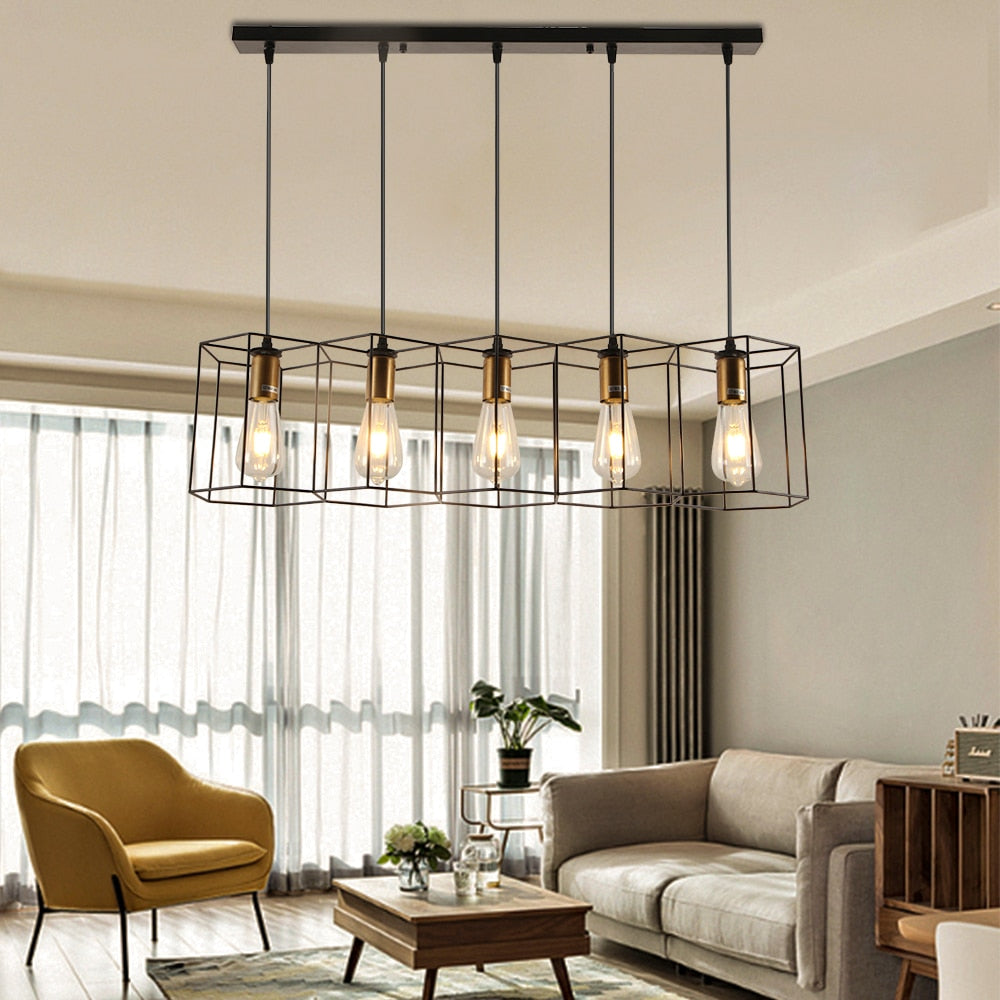 Vintage Iron Frame Pendant Light Fixture – Classic Design for Modern Interiors 2