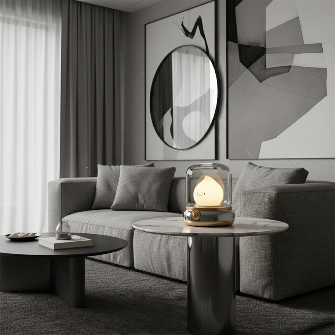 Vintage LED Night Light with Adjustable Brightness – USB-C Rechargeable Portable Lantern in Green/Yellow 3