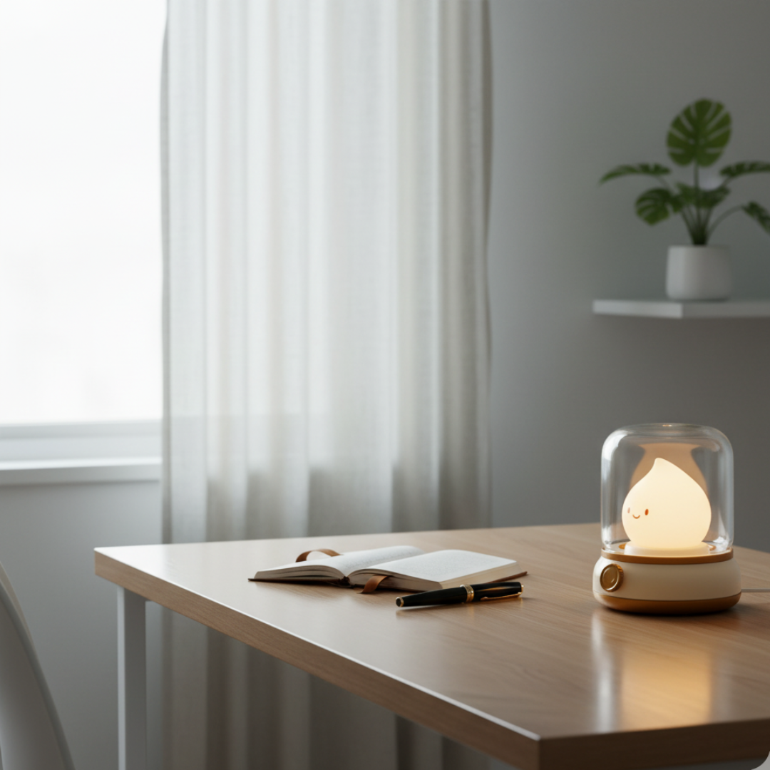 Vintage LED Night Light with Adjustable Brightness – USB-C Rechargeable Portable Lantern in Green/Yellow 5