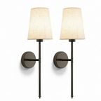 Wall Light Set with Fabric Shade and Adjustable Warm Lighting 1