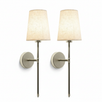 Wall Light Set with Fabric Shade and Adjustable Warm Lighting 2