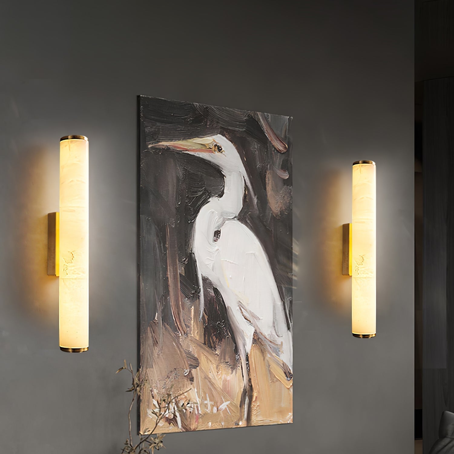 Wall Sconce Lighting with Resin Marble Effect and Copper Accents 7