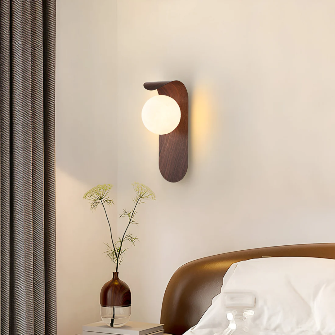 Wall Sconce with Wood Accent and Globe Shade for Modern Interiors 2