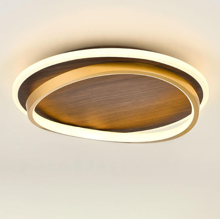 Walnut Grain LED Flush Mount Light