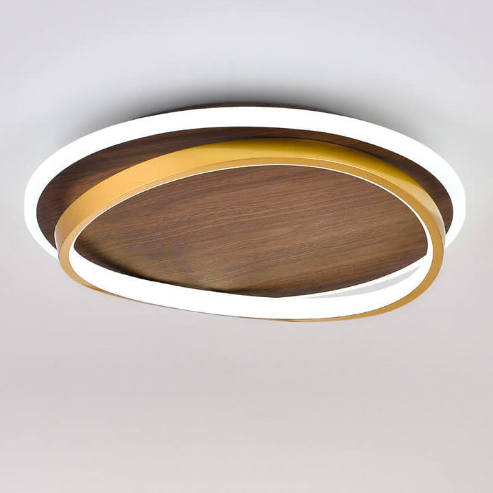 Walnut Grain LED Flush Mount Light