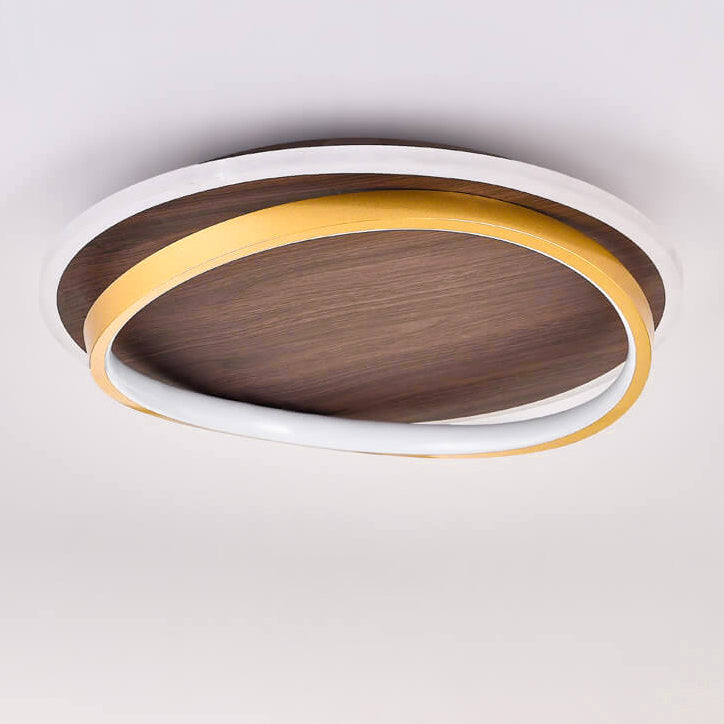 Walnut Grain LED Flush Mount Light