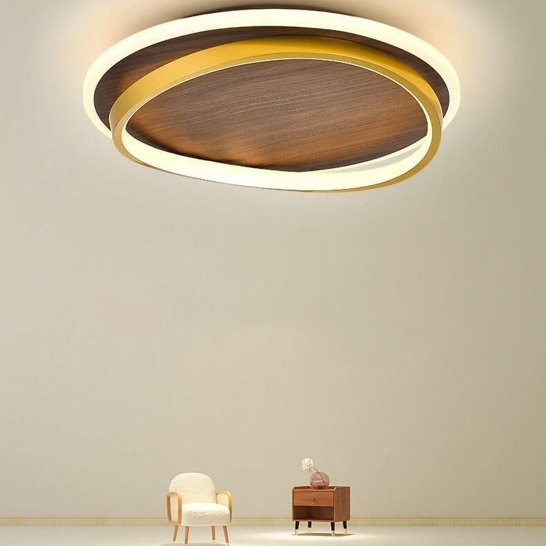 Walnut Grain LED Flush Mount Light