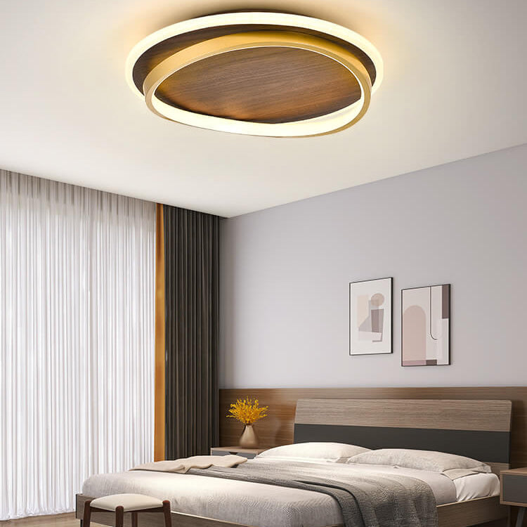 Walnut Grain LED Flush Mount Light