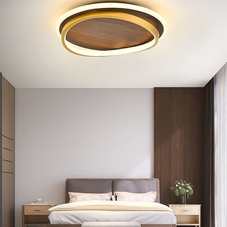 Walnut Grain LED Flush Mount Light