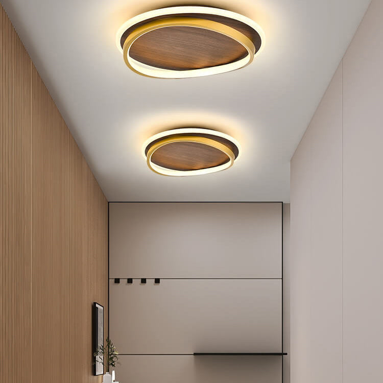 Walnut Grain LED Flush Mount Light