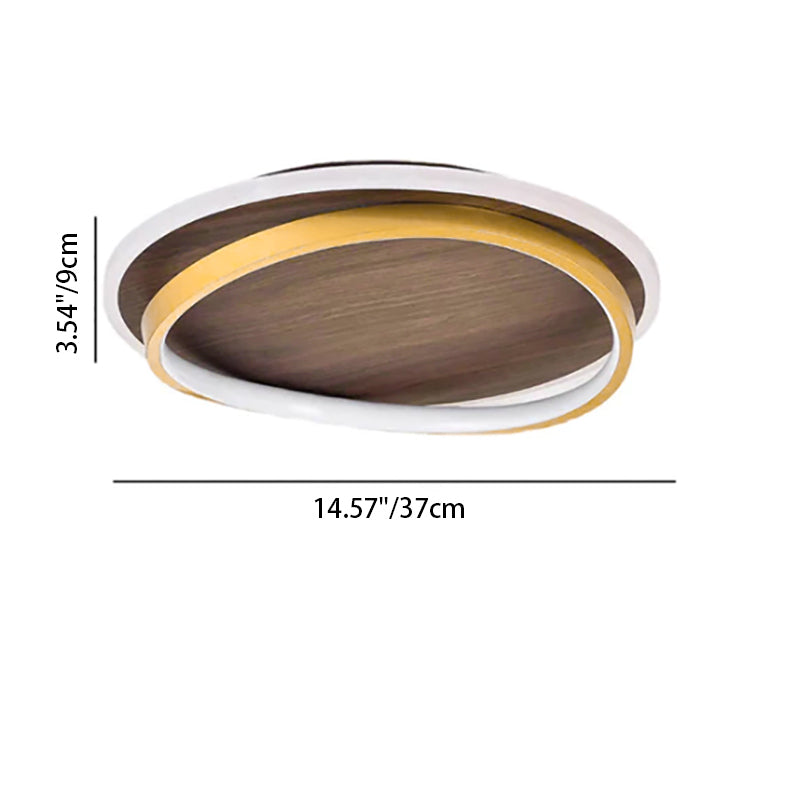 Walnut Grain LED Flush Mount Light