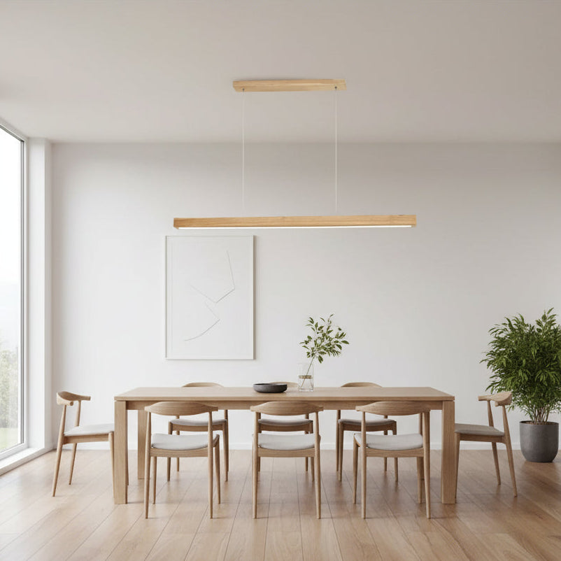 Wooden LED Linear Pendant Light with Adjustable Hanging Wire for Modern Kitchens 5
