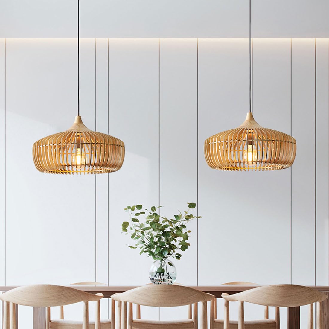 Wooden Pendant Light with Dome Shape Design for Bedroom and Living Room 0