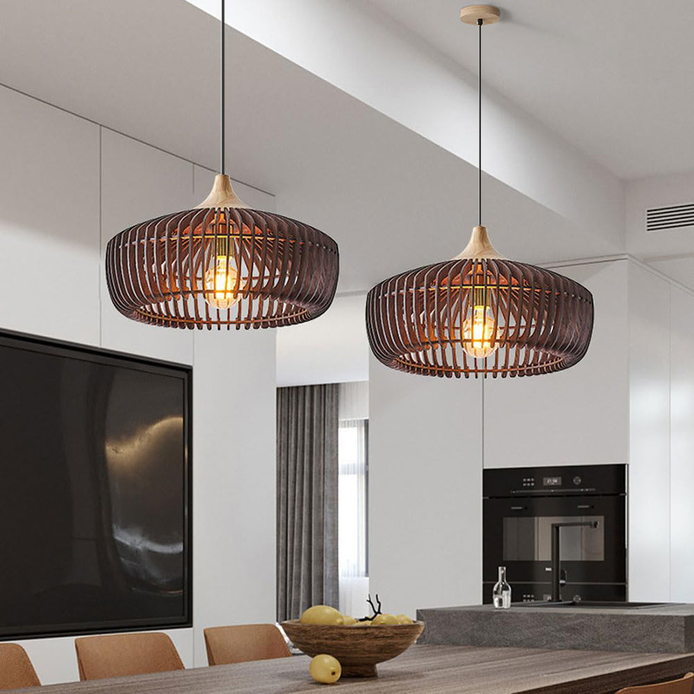 Wooden Pendant Light with Dome Shape Design for Bedroom and Living Room 2