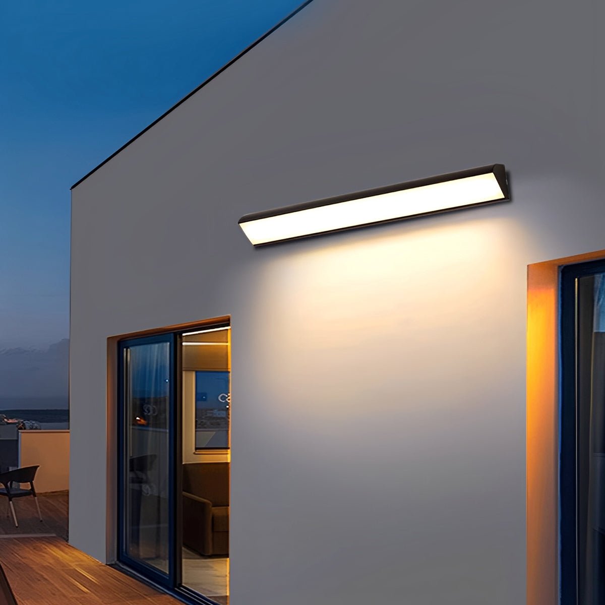 Outdoor LED Wall Light Waterproof Black, Up Down Strip Porch Light - Modern Exterior Wall Sconce for Facade Patio Garage